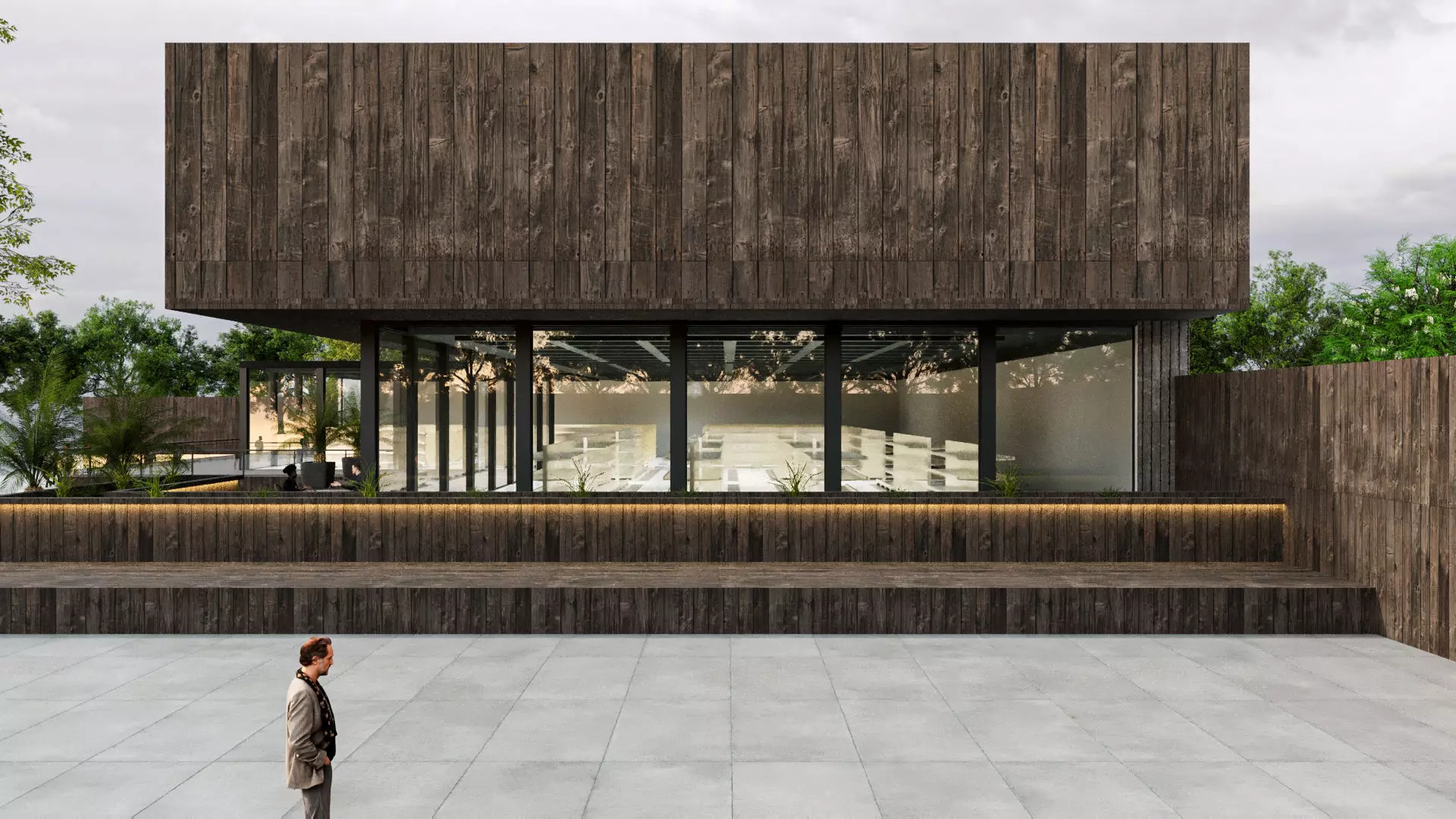 Modern Small Scale Shopping Mall Exterior Market 3D model_14