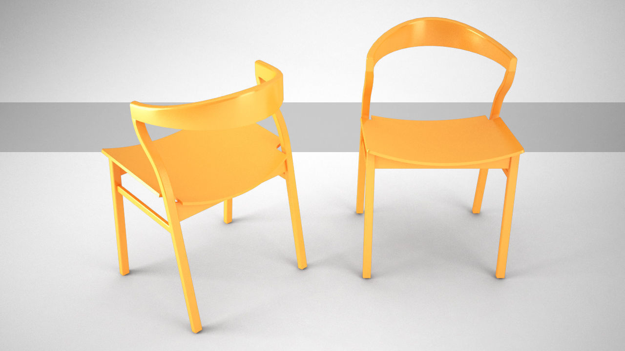 Scandinavian orange plastic dining room chair  3D model_2