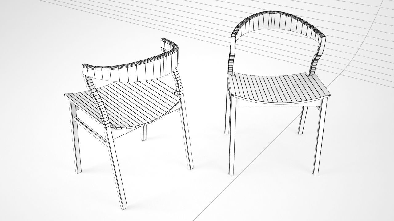 Scandinavian orange plastic dining room chair  3D model_5