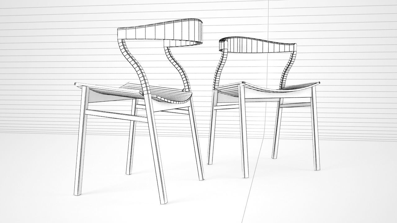 Scandinavian orange plastic dining room chair  3D model_4