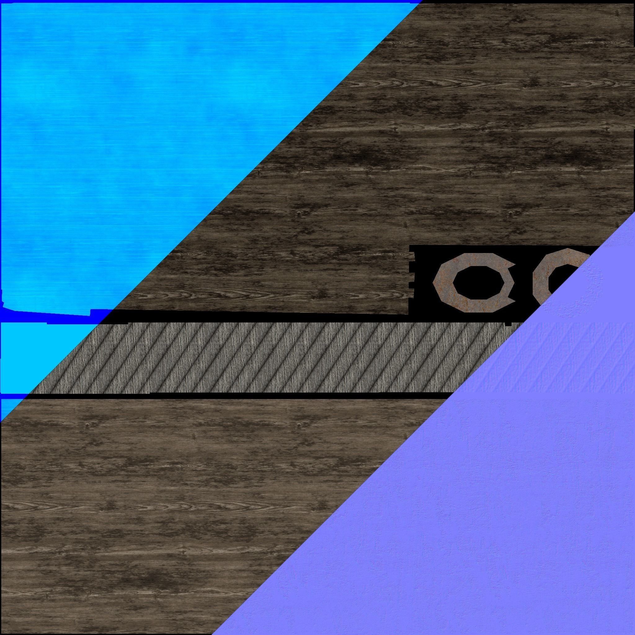 Low-poly PBR Gallows wooden swing set with ropes Low-poly 3D model_12