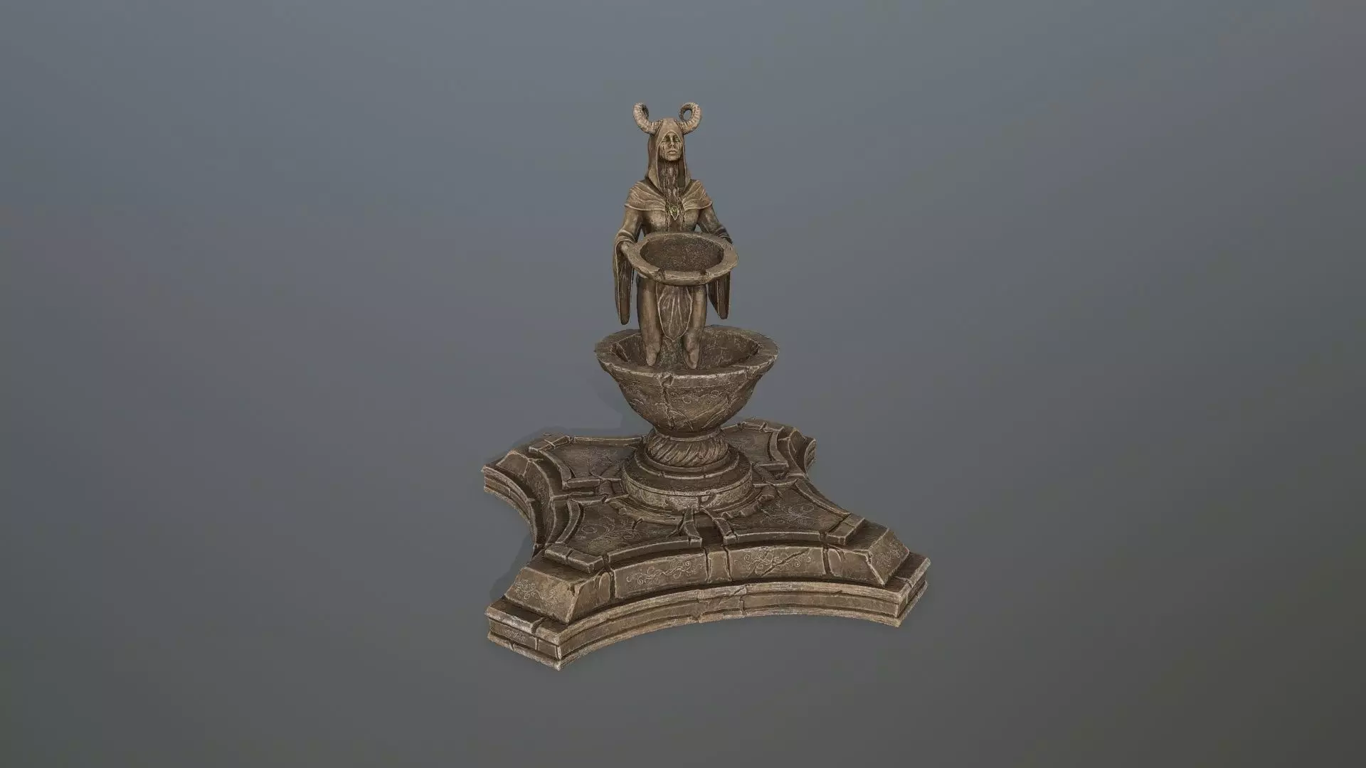 angel fountain Low-poly 3D model_13