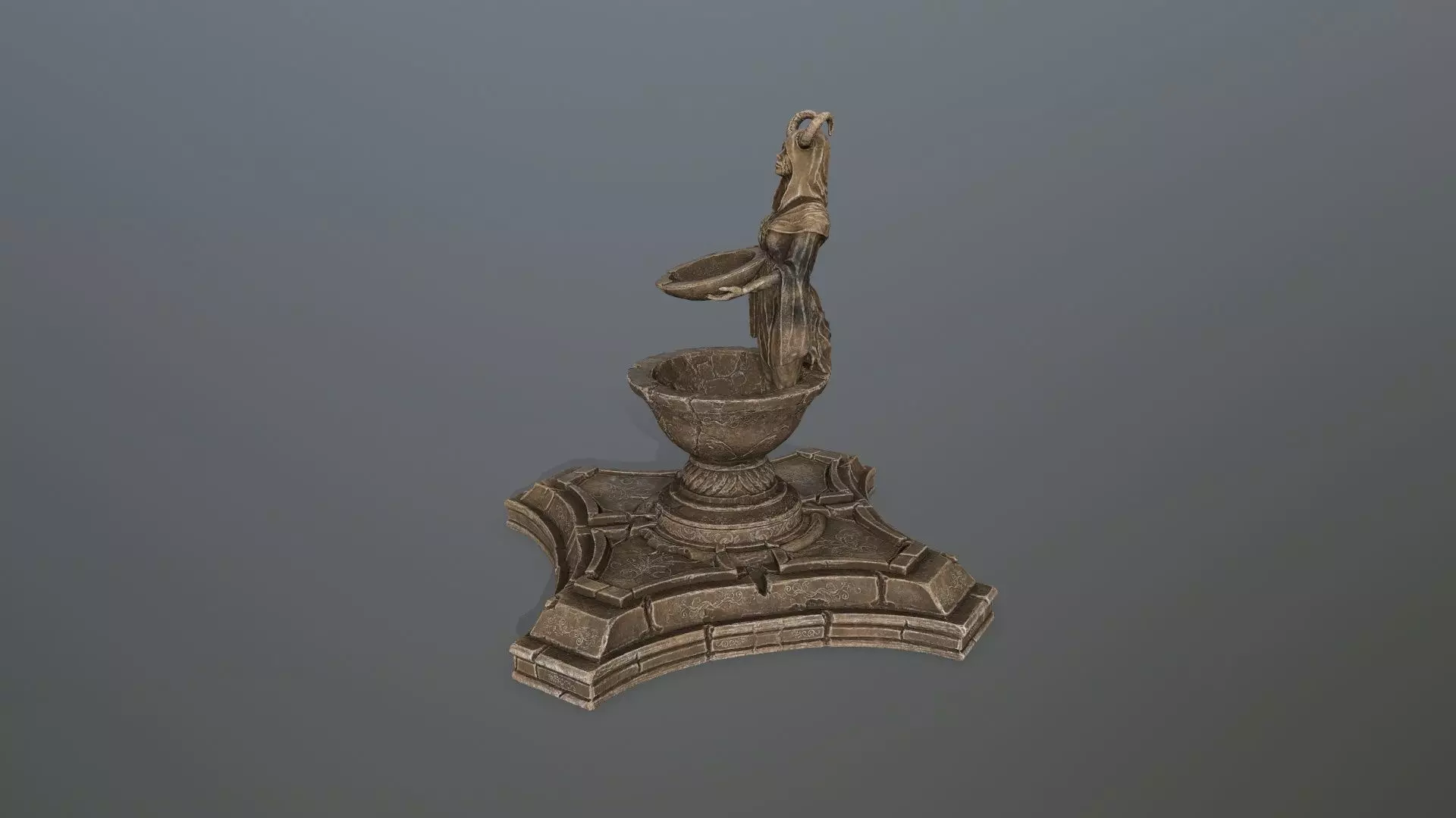 angel fountain Low-poly 3D model_8