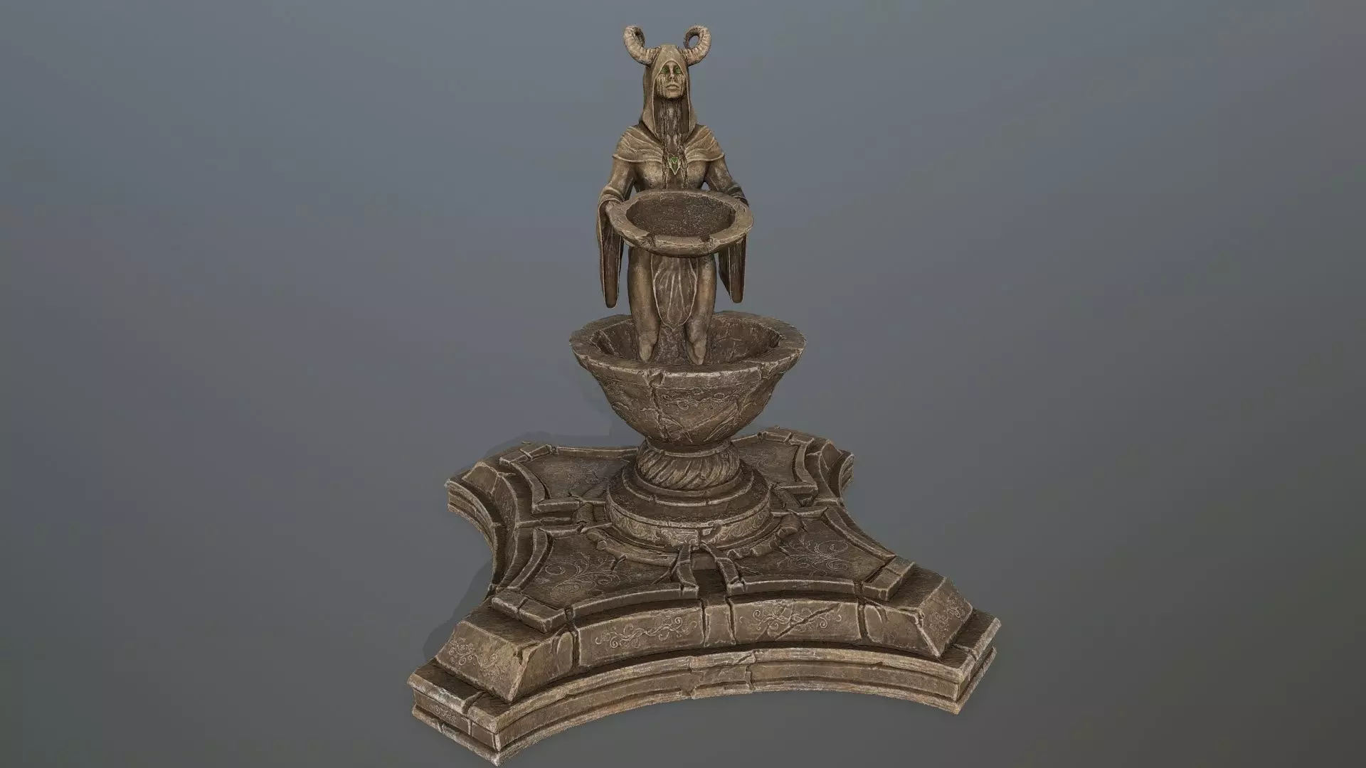 angel fountain Low-poly 3D model_0