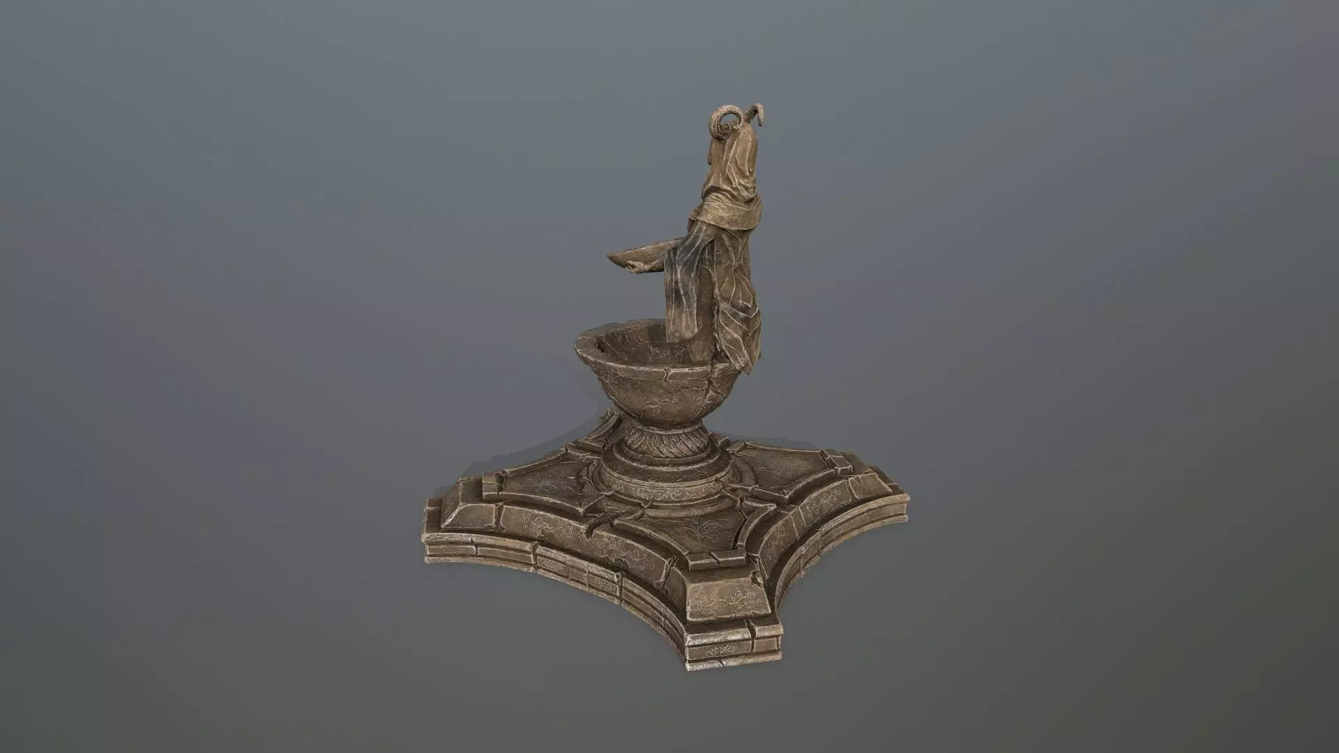 angel fountain Low-poly 3D model_9
