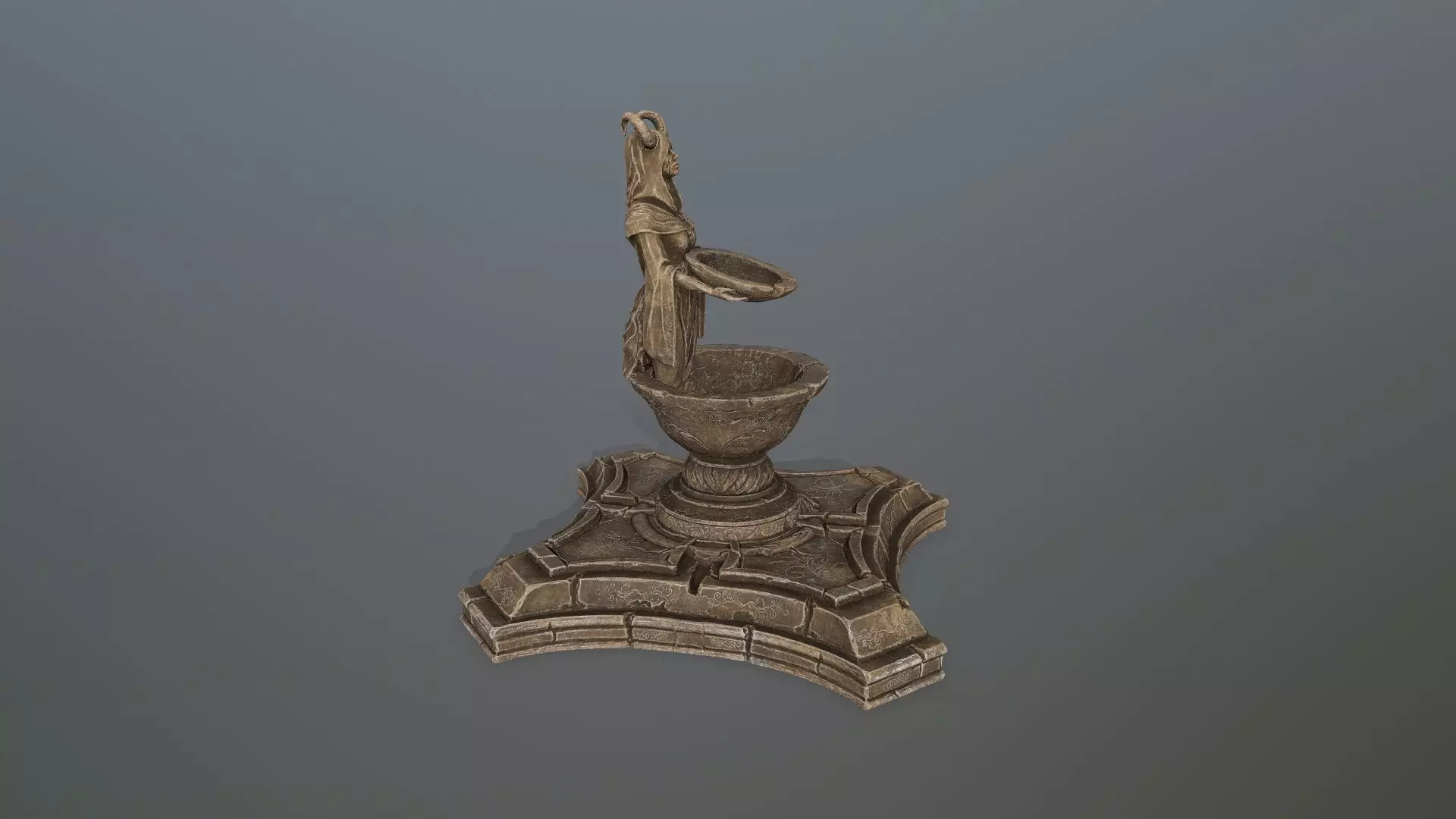 angel fountain Low-poly 3D model_12