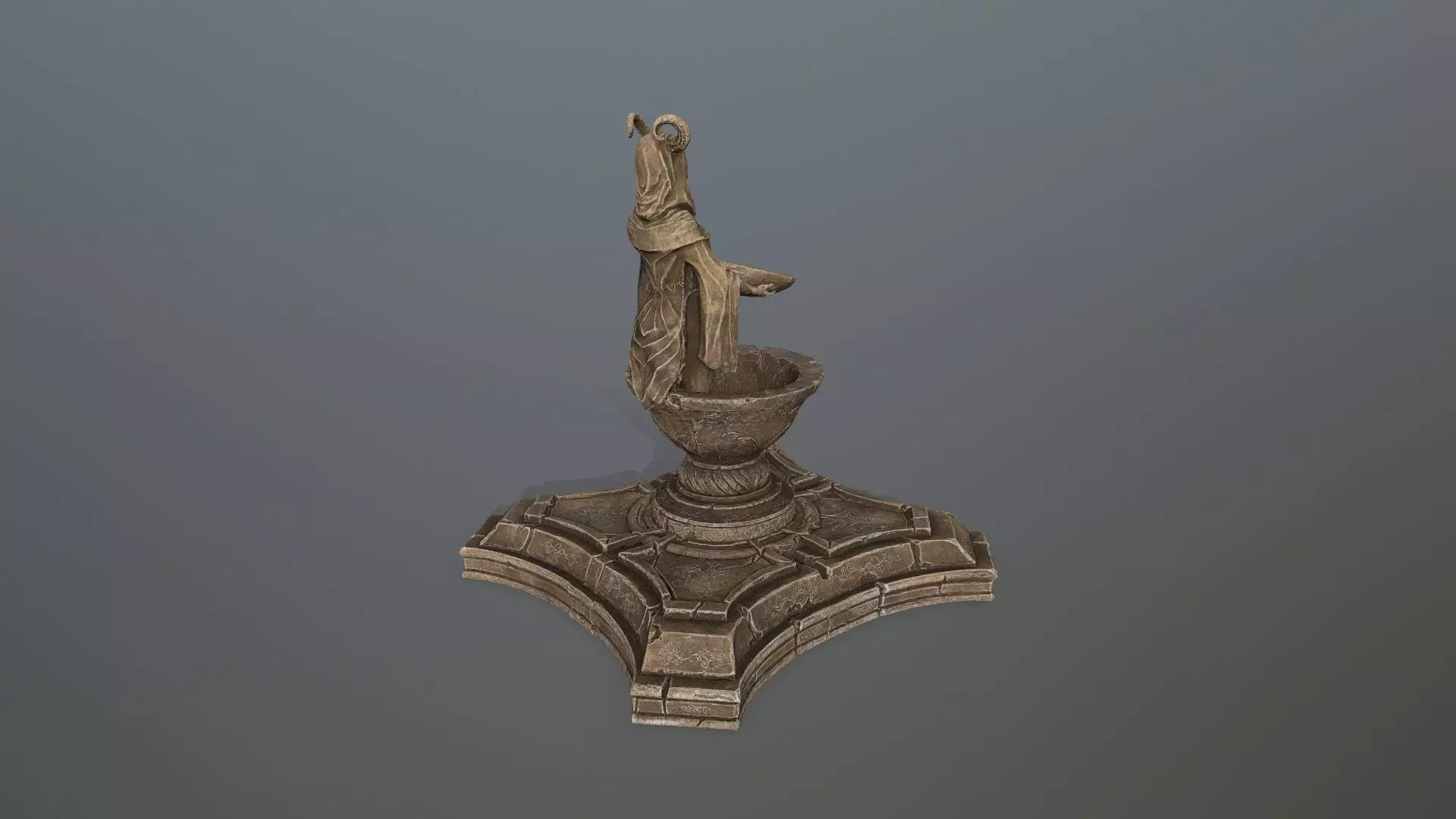 angel fountain Low-poly 3D model_11