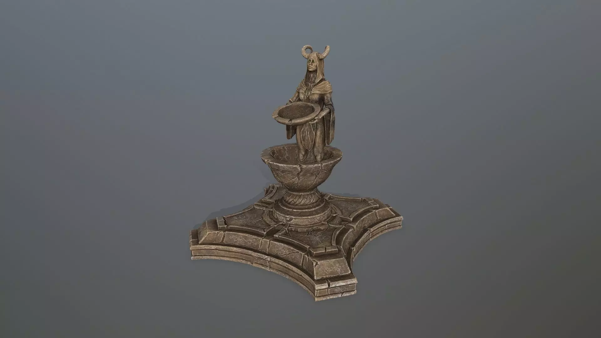 angel fountain Low-poly 3D model_7