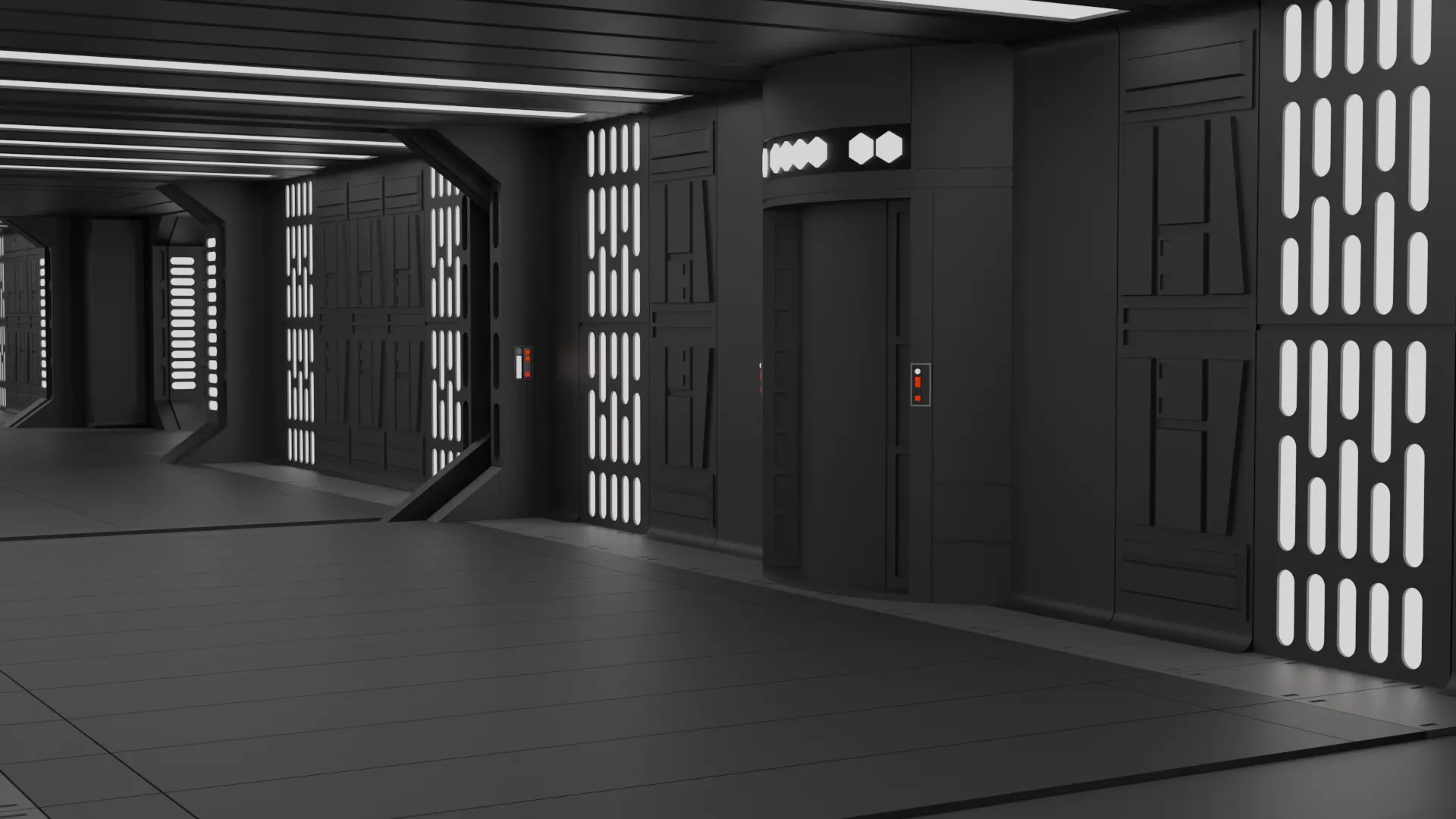 Imperial Corridor B Pack 3D model_6