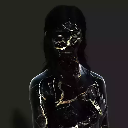 Dark Marble Goddess  Realistic Fantasy Female Statue Character Low-poly 3D model