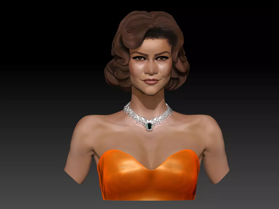 Zendaya Stylized Bust 3D model_2