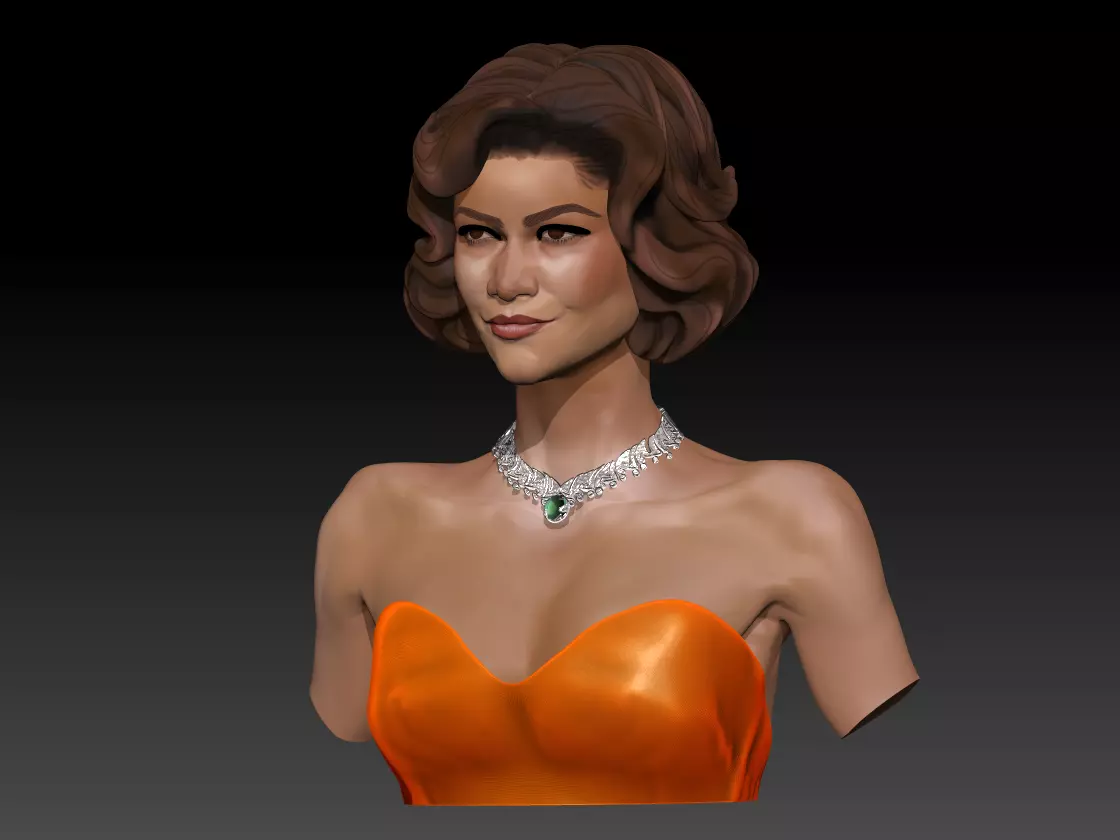 Zendaya Stylized Bust 3D model_3