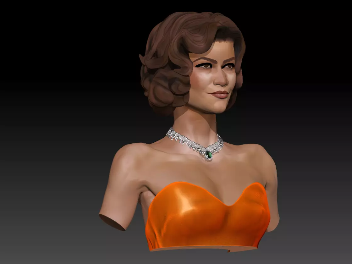 Zendaya Stylized Bust 3D model_4
