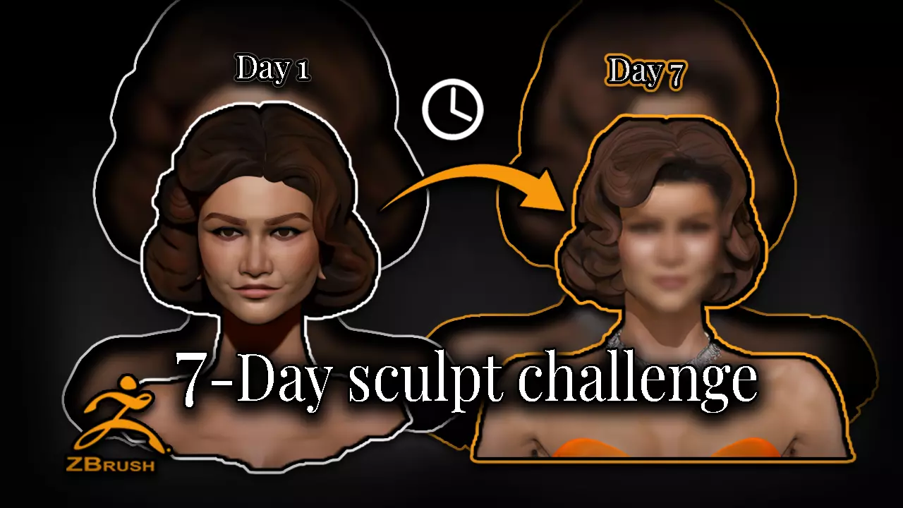 Zendaya Stylized Bust 3D model_5