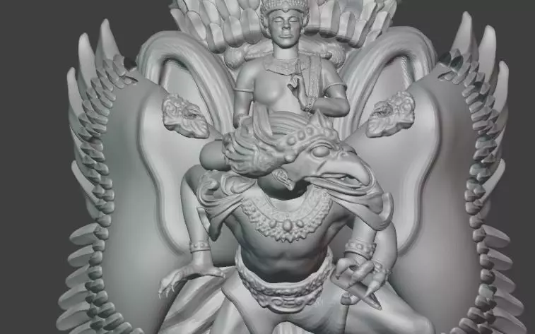 Lord Vishnu on Garuda Bali Style Inspired Sculpture 3D print model_8