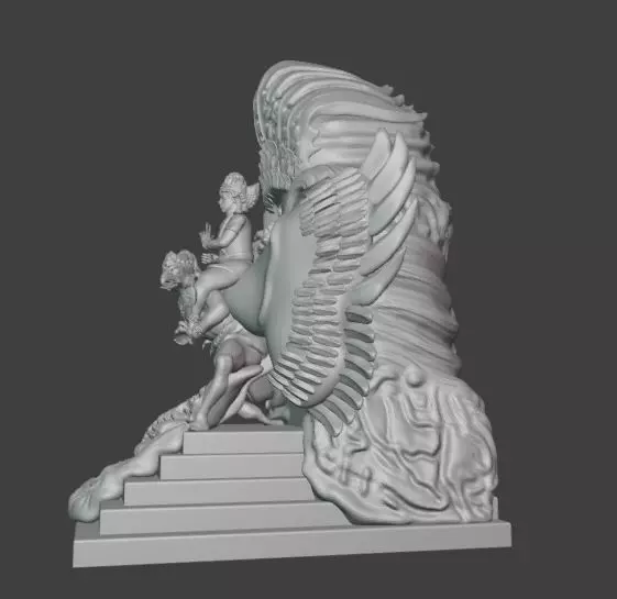 Lord Vishnu on Garuda Bali Style Inspired Sculpture 3D print model_2
