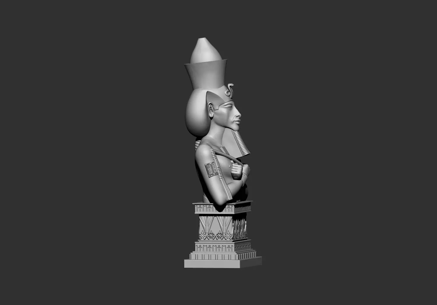 Egyptian Pharaoh King Akhenaten Bust   3D Printable Model   3D print model_6