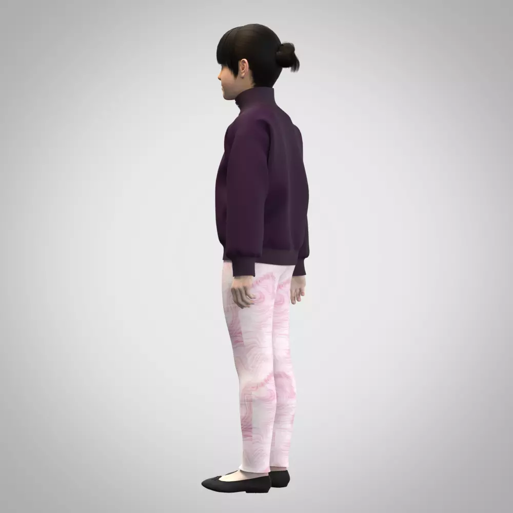girls sweater rigged model Low-poly 3D model_2
