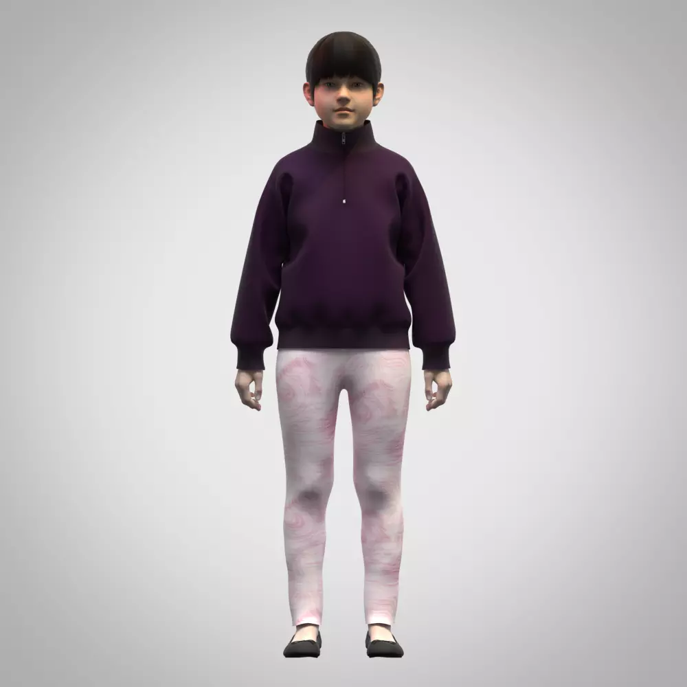 girls sweater rigged model Low-poly 3D model_0