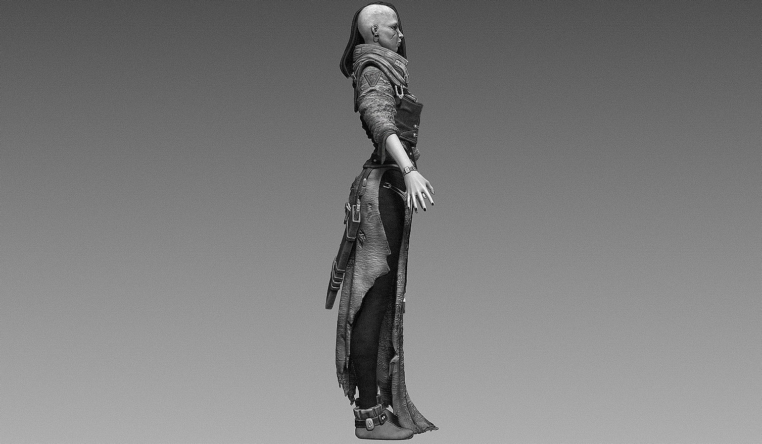 Fantasy Female Character A-pose 3D model_4