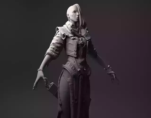 Fantasy Female Character A-pose 3D model