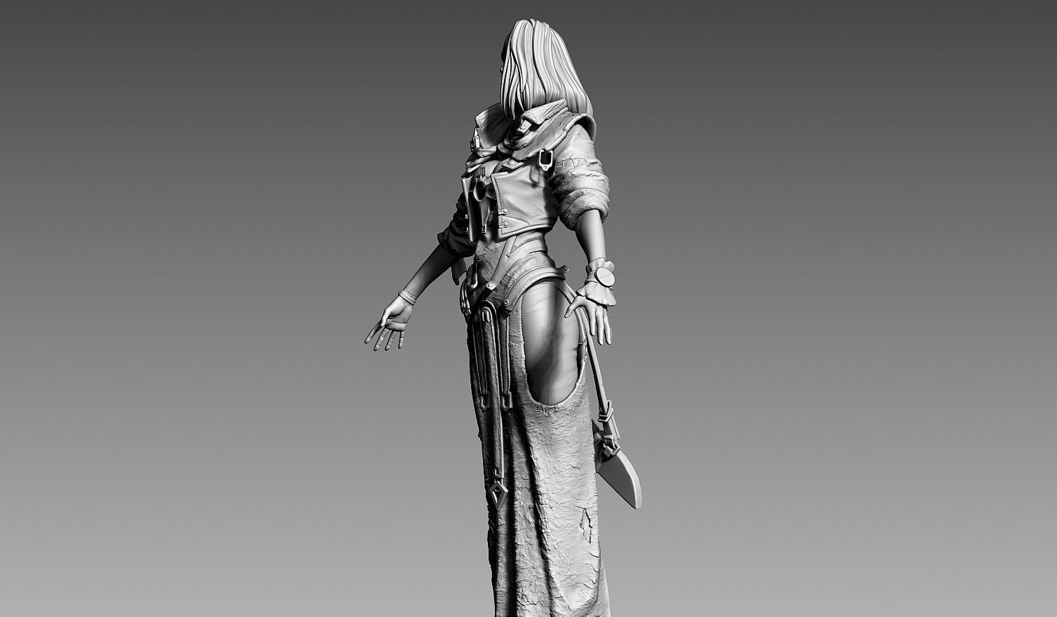 Fantasy Female Character A-pose 3D model_16