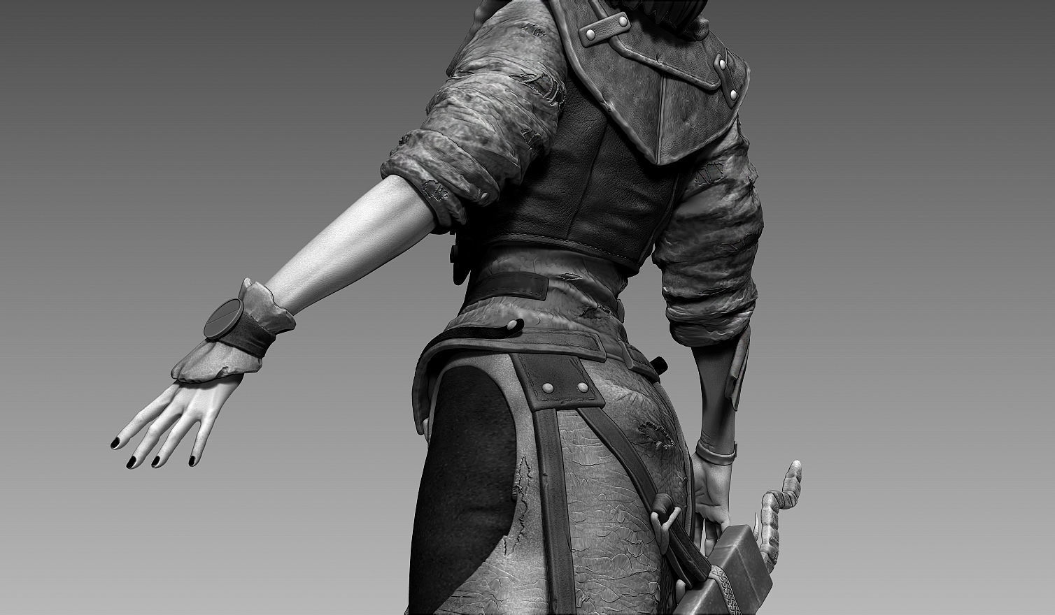 Fantasy Female Character A-pose 3D model_12