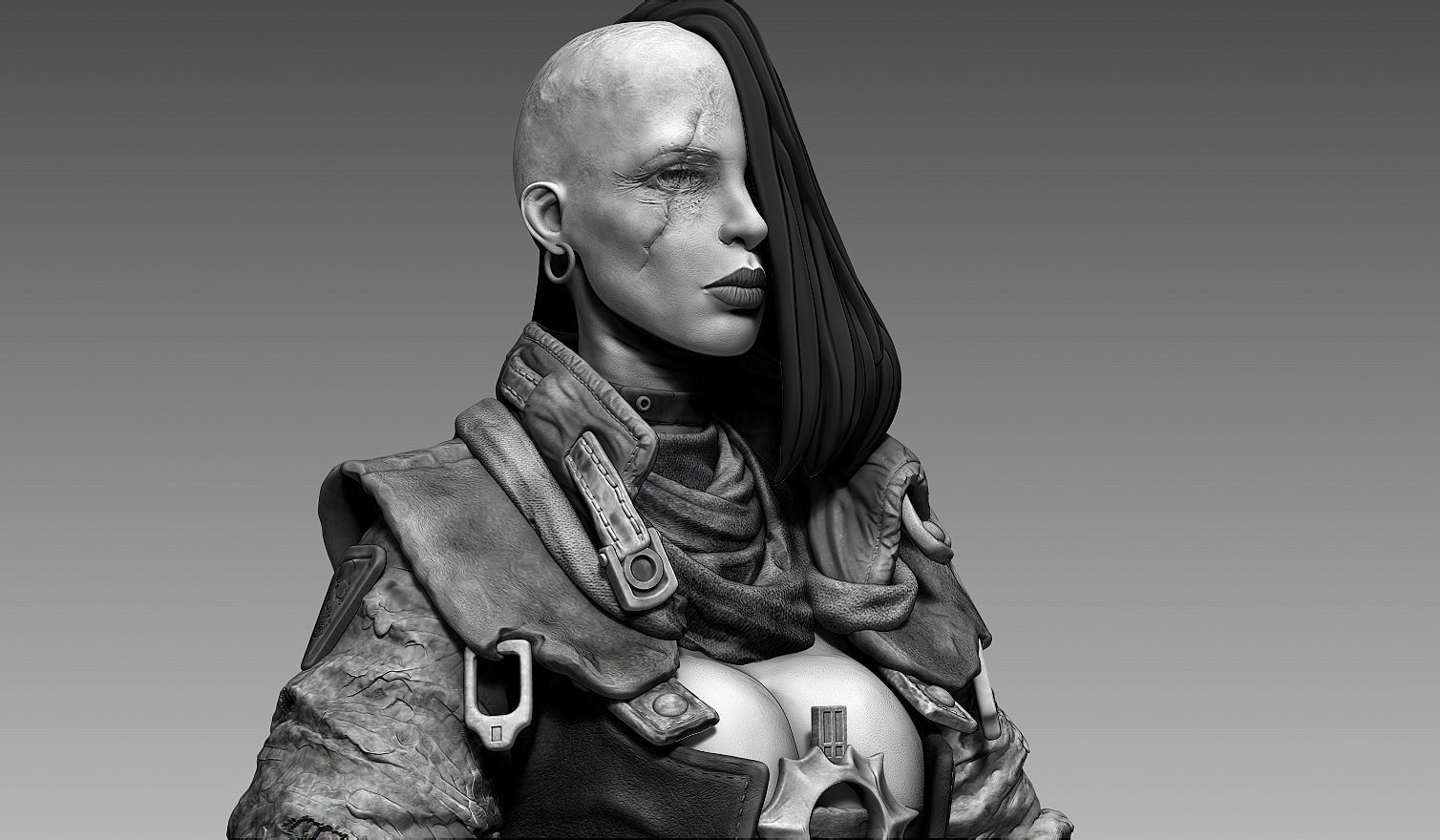 Fantasy Female Character A-pose 3D model_6