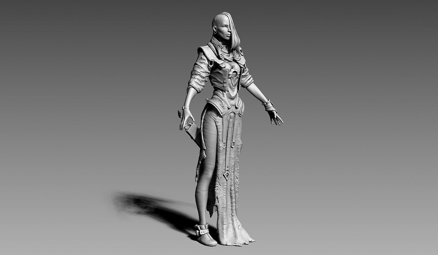 Fantasy Female Character A-pose 3D model_15