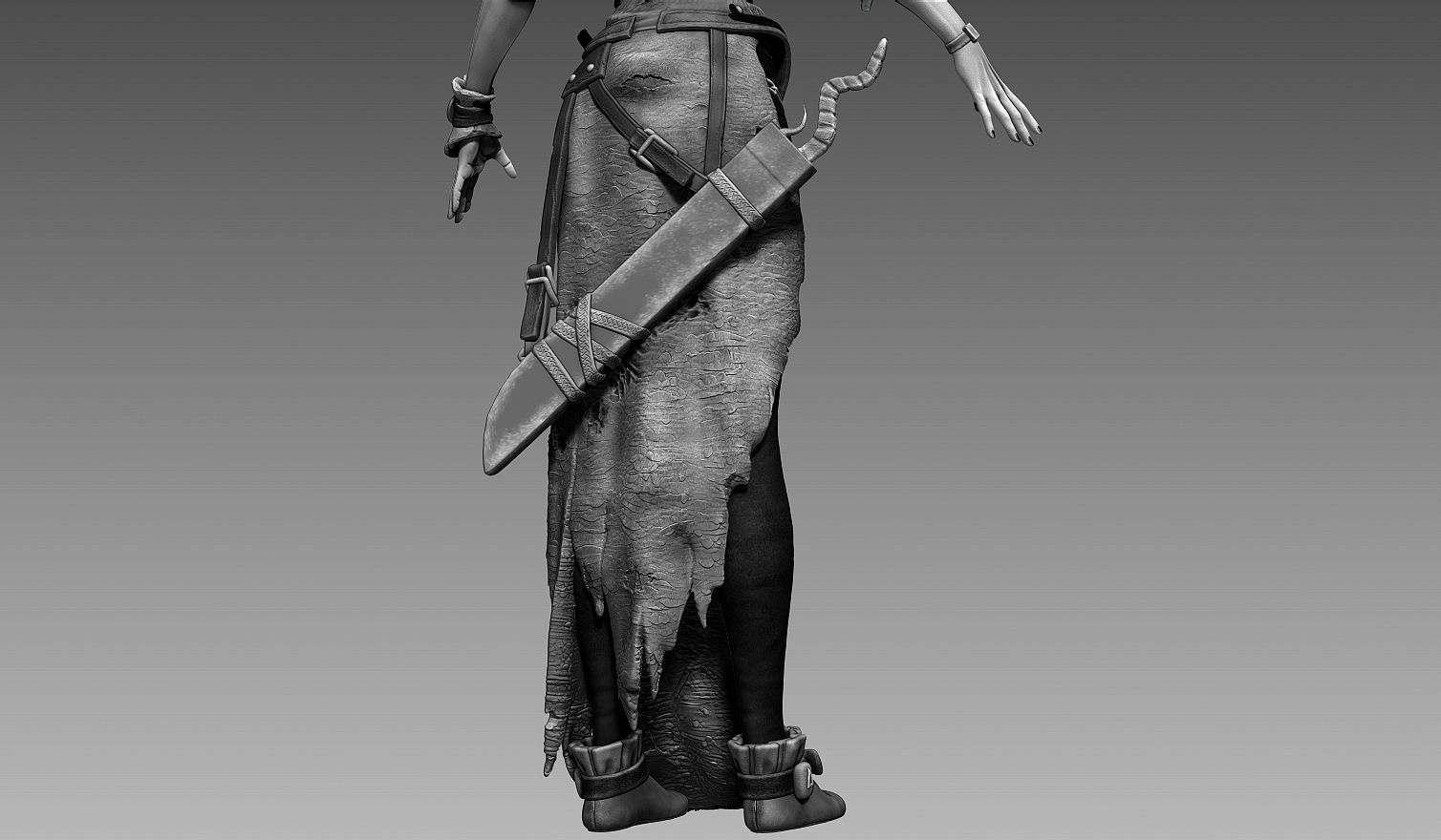 Fantasy Female Character A-pose 3D model_13