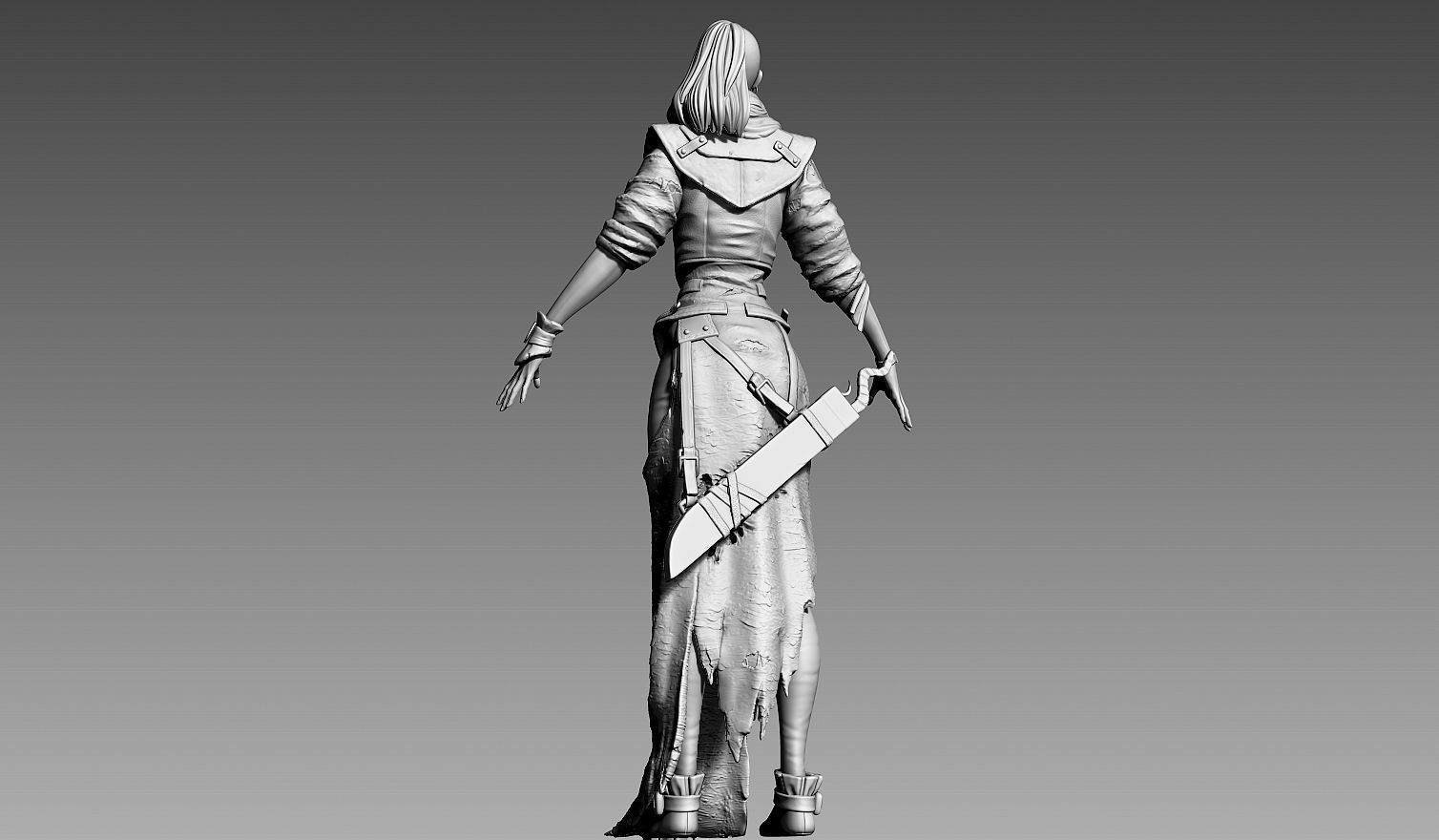Fantasy Female Character A-pose 3D model_18