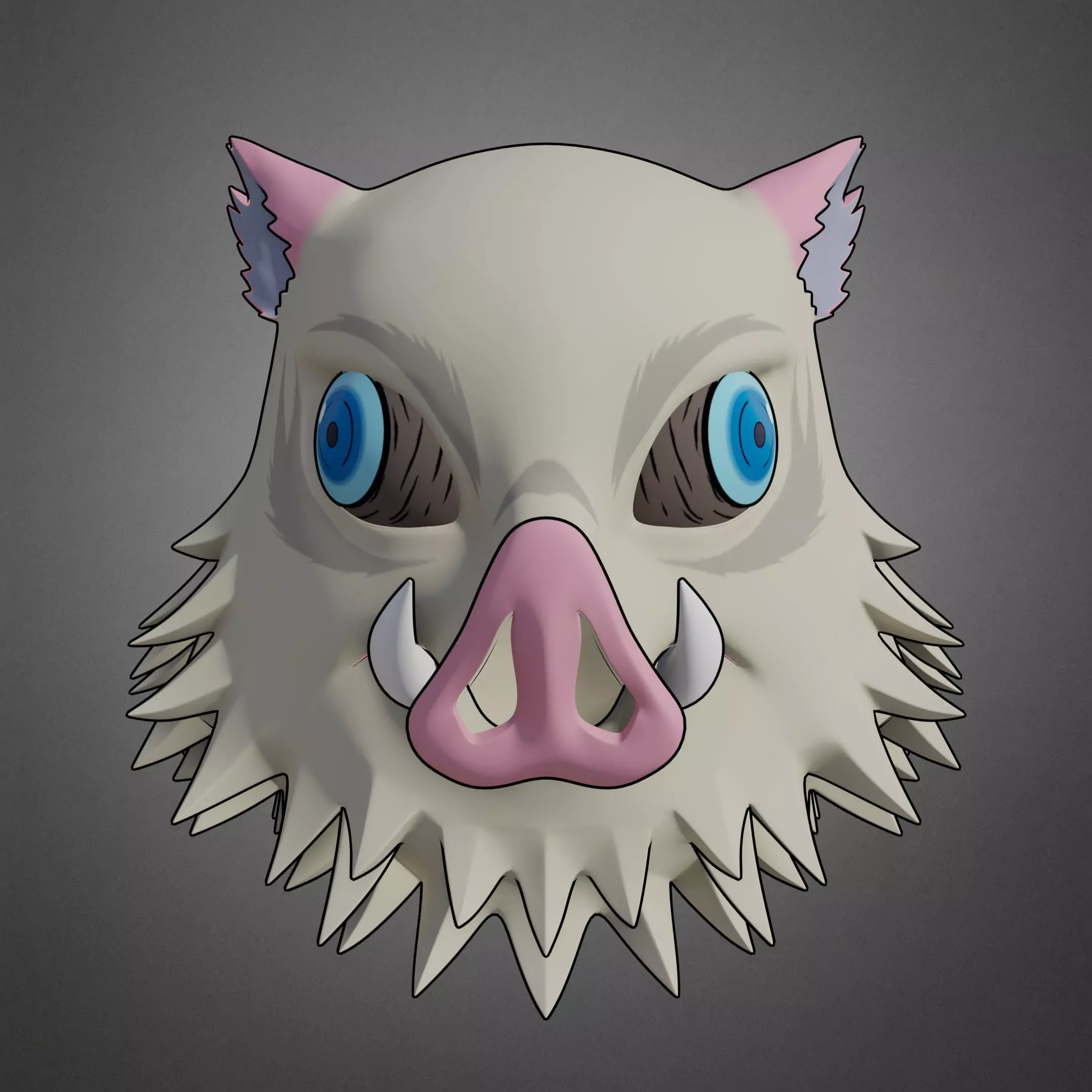 Demon Slayer Inosuke Hashibira Boar Mask for Cosplay 3D print model_3