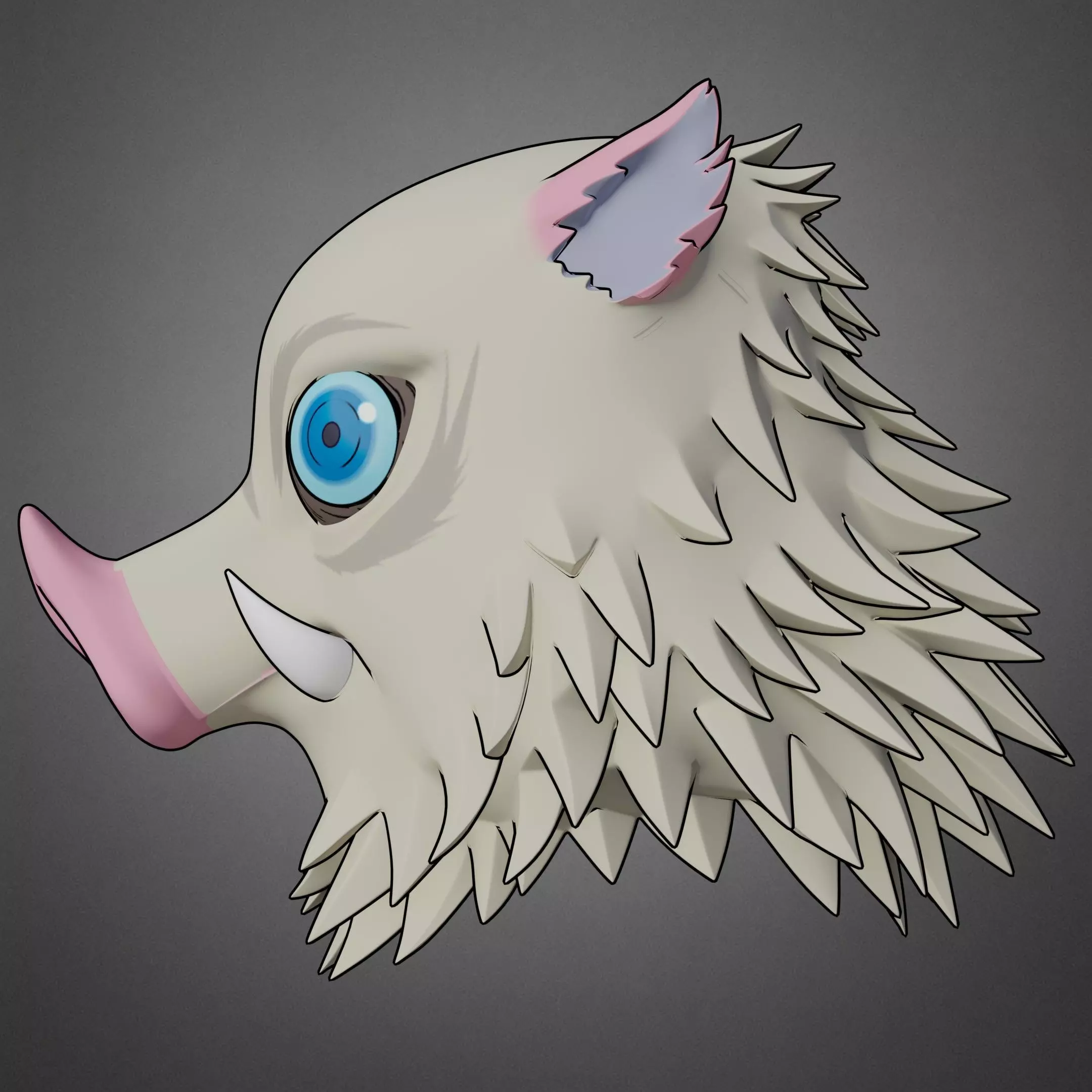 Demon Slayer Inosuke Hashibira Boar Mask for Cosplay 3D print model_9