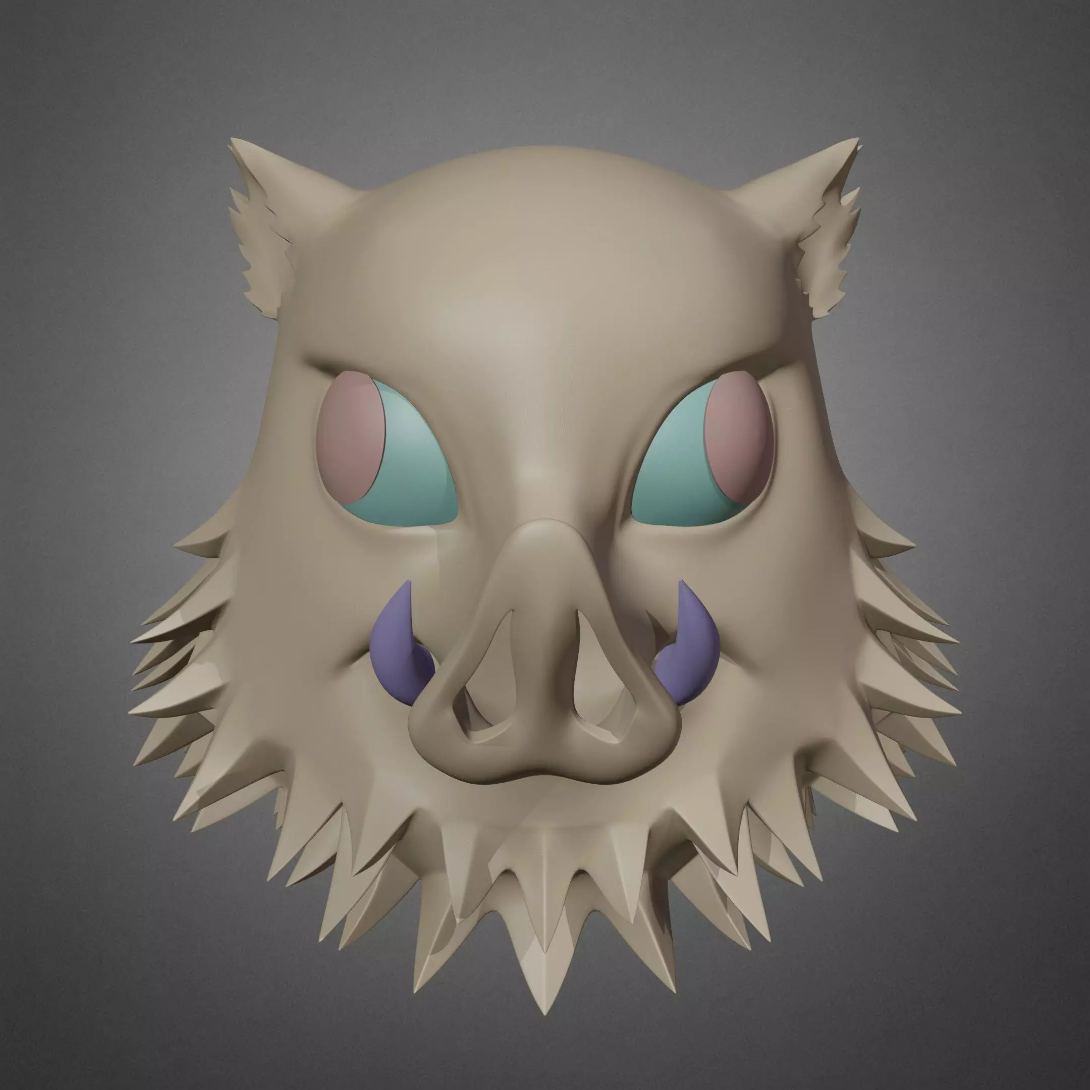 Demon Slayer Inosuke Hashibira Boar Mask for Cosplay 3D print model_4