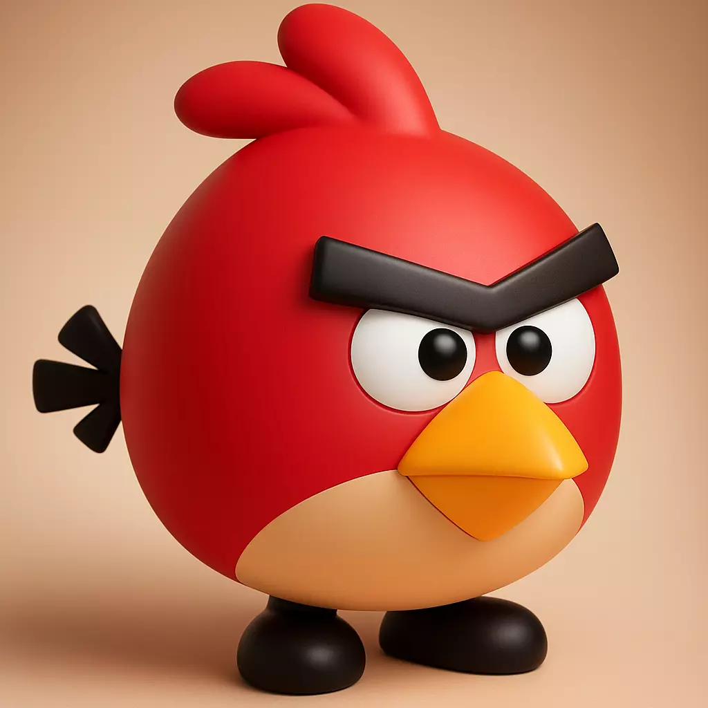 Red Angry bird with Legs 3D print model_1
