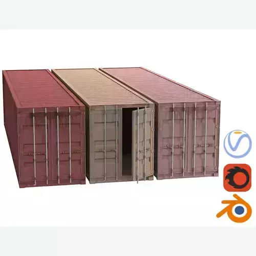 Set of 3 Shipping Container long version 3D model