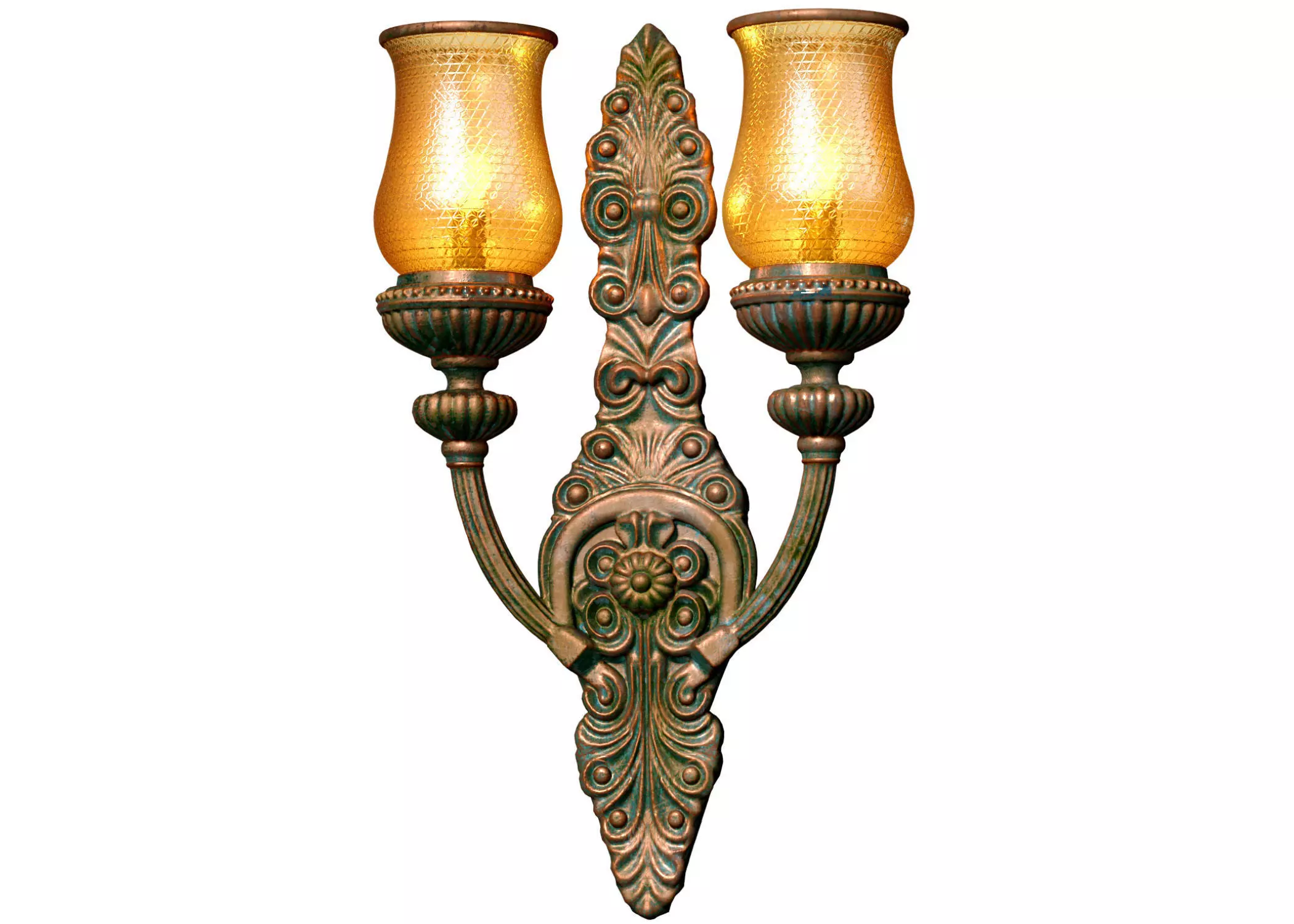 Copper Classic Wall Lamp Sconce Light with Murano Glass 3D model