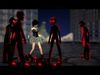 Anime Girl Trio Green Pink and Black Variations 3D model_1