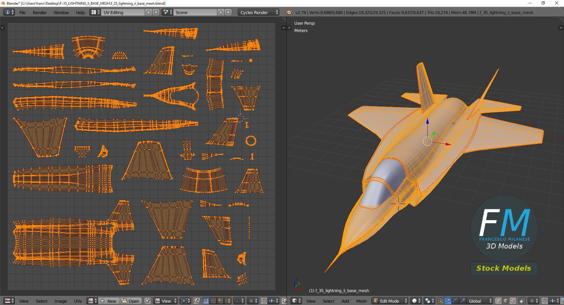 F-35 Lightning II base mesh 3D model_10