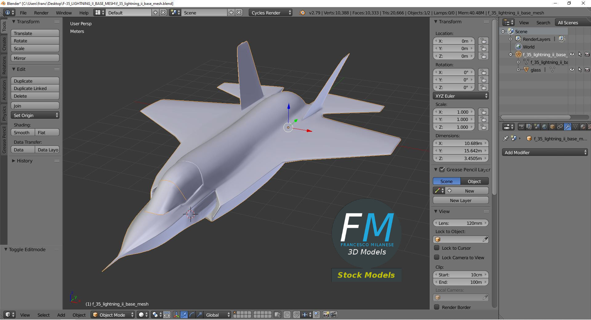 F-35 Lightning II base mesh 3D model_9