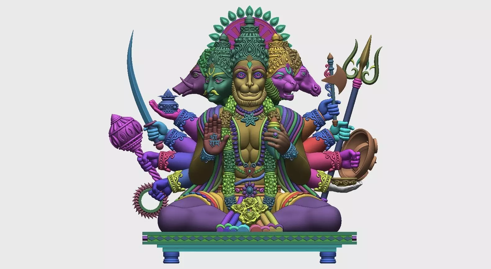 Panchmukhi Hanuman 3d model 3D model_10