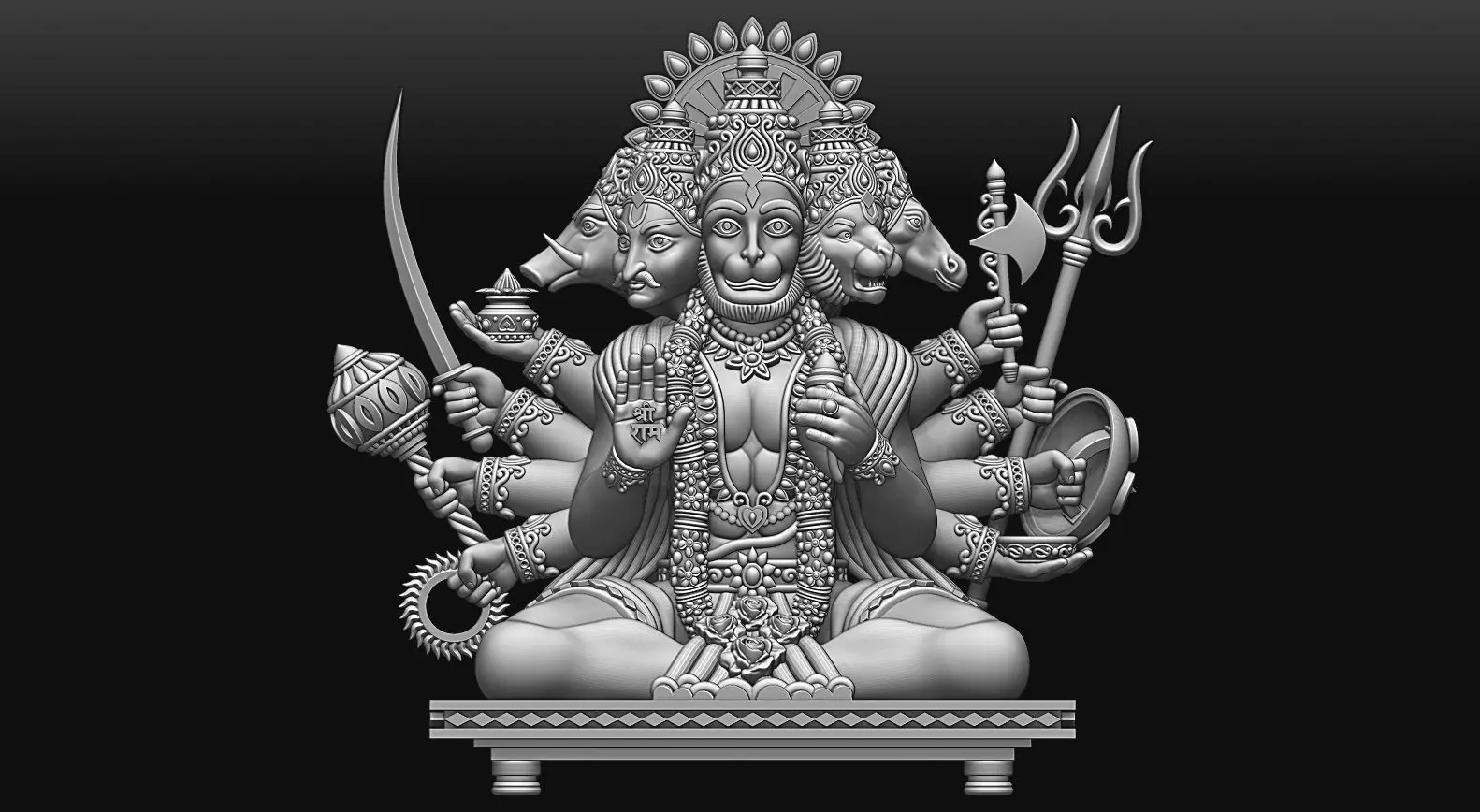 Panchmukhi Hanuman 3d model 3D model_0