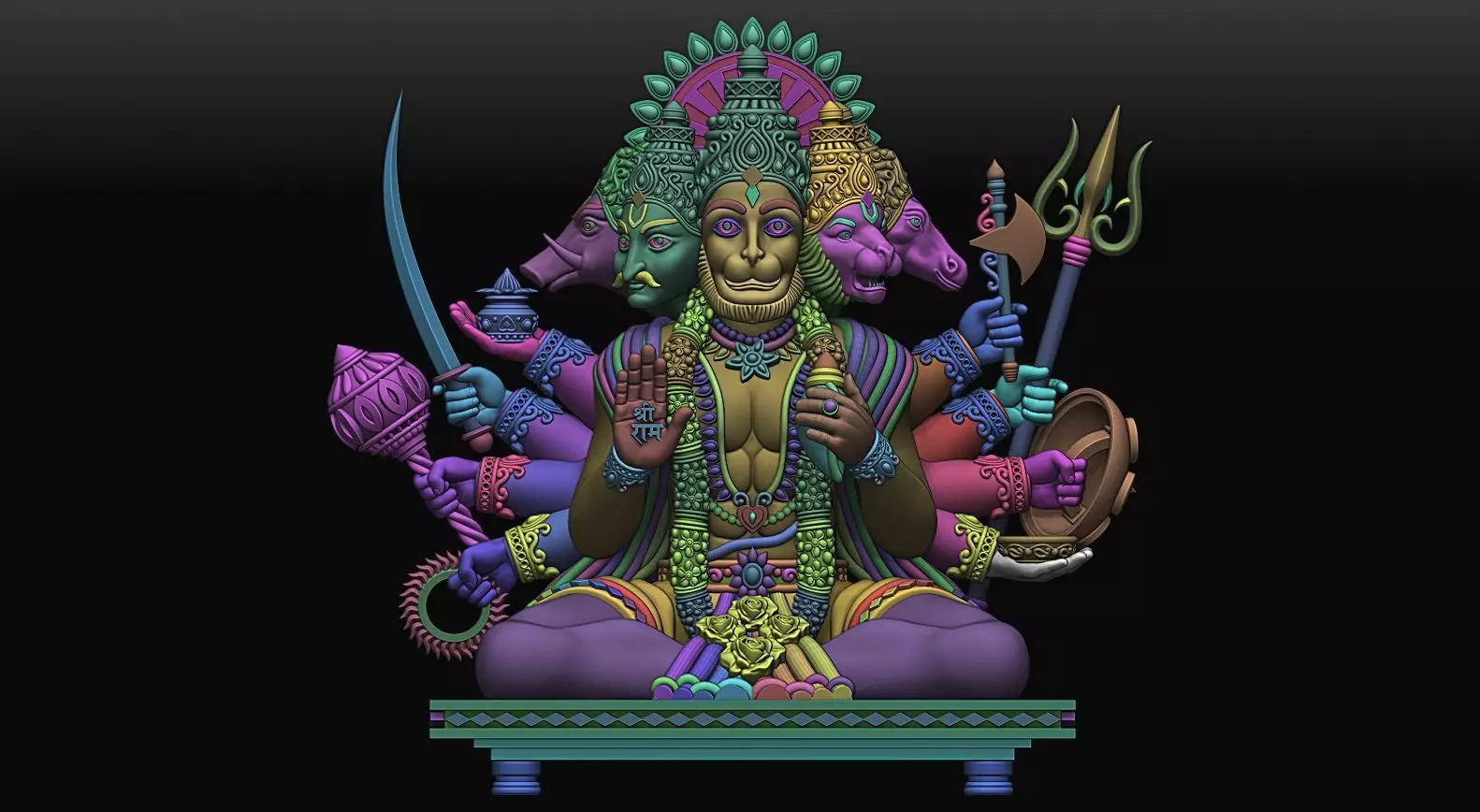 Panchmukhi Hanuman 3d model 3D model_9