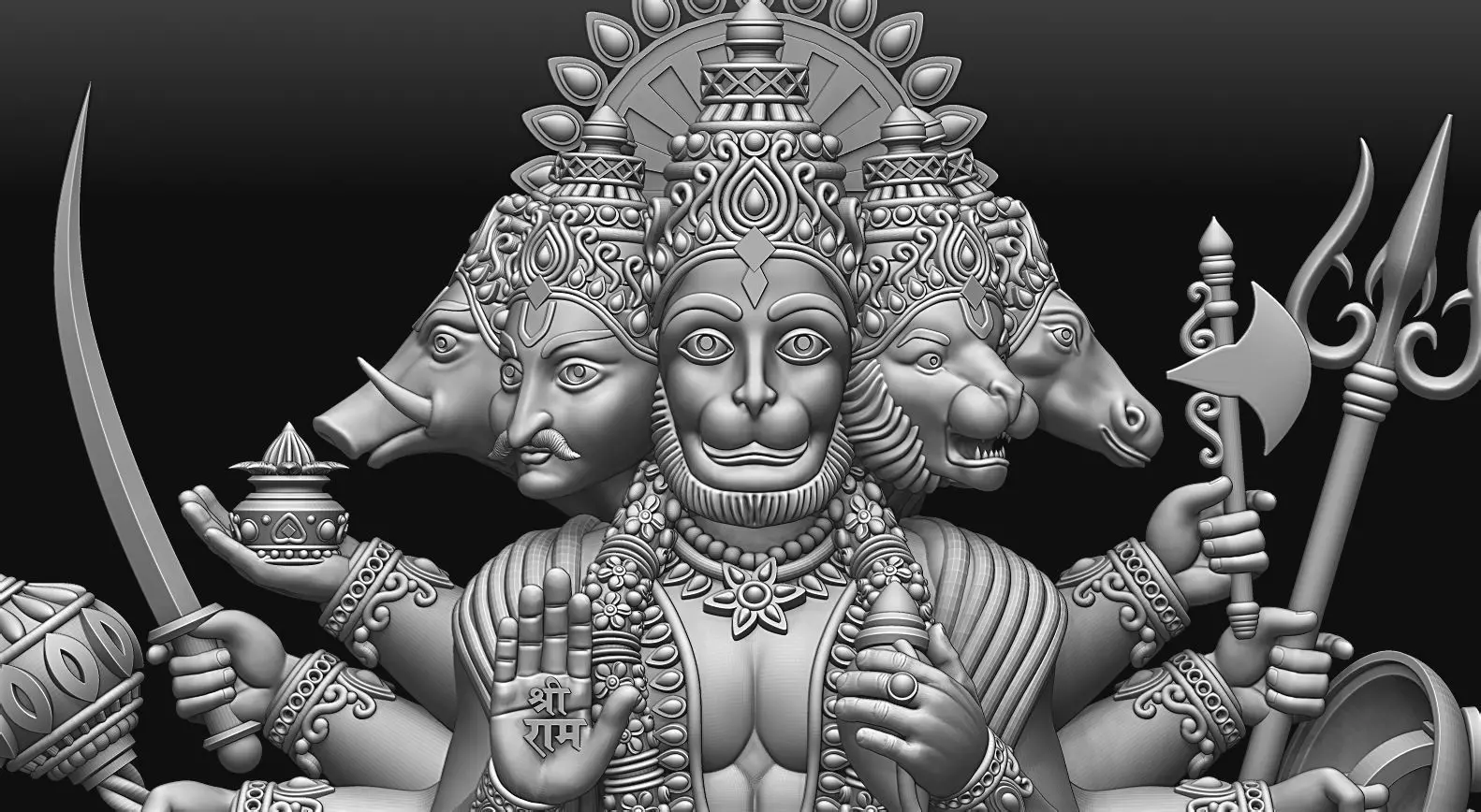 Panchmukhi Hanuman 3d model 3D model_7