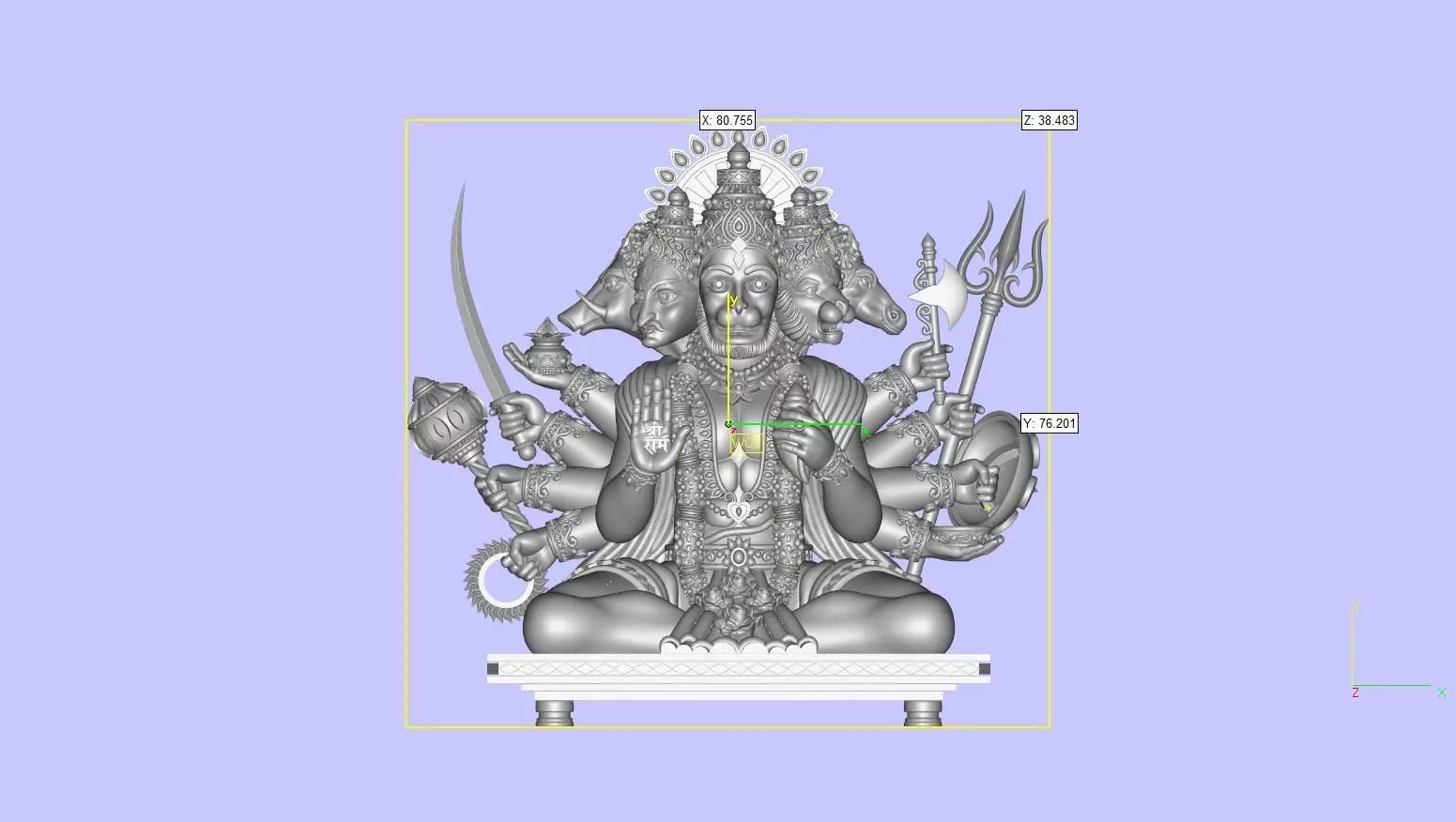 Panchmukhi Hanuman 3d model 3D model_3
