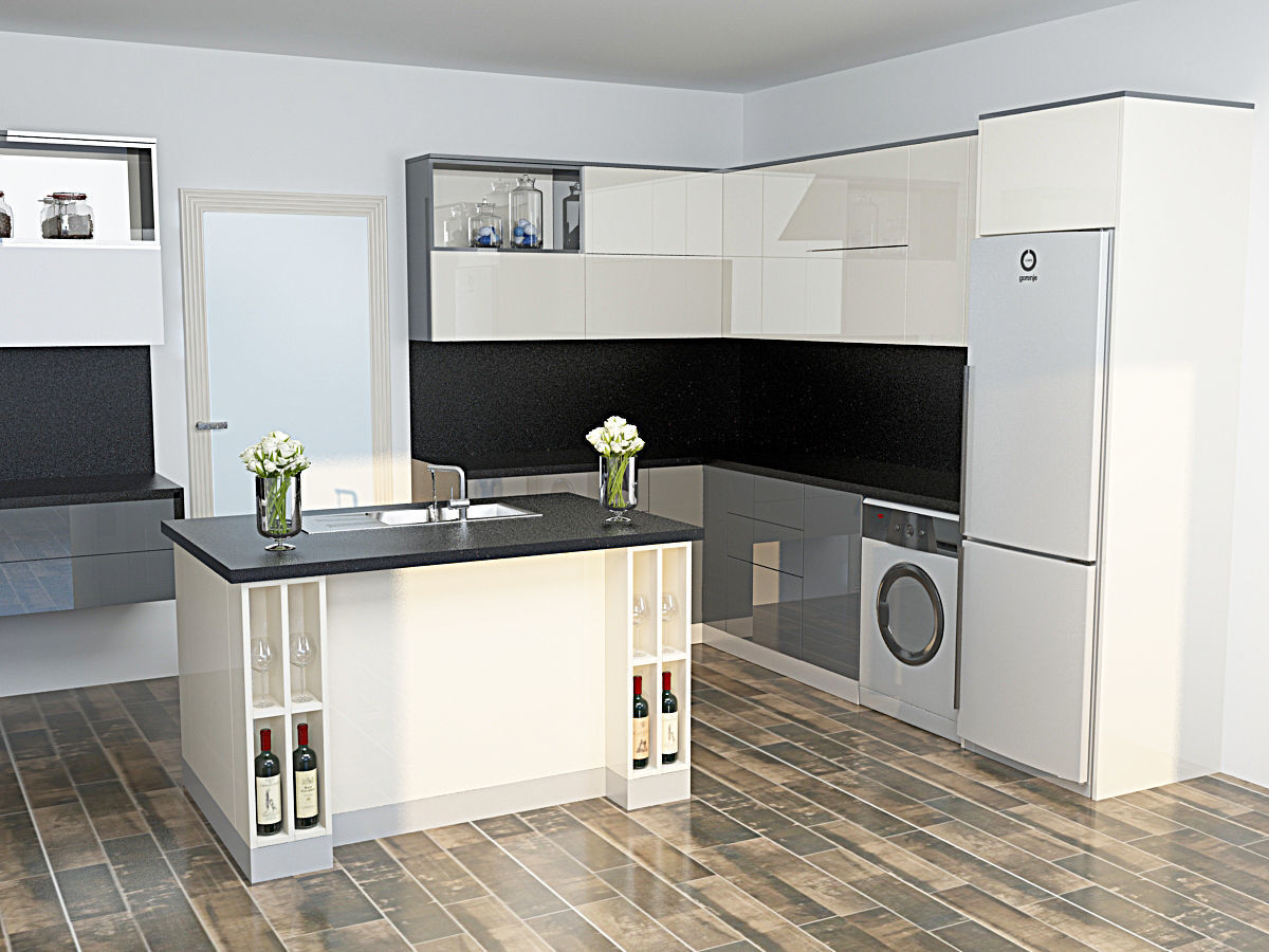 Bianco Gray Kitchen 3D model_2