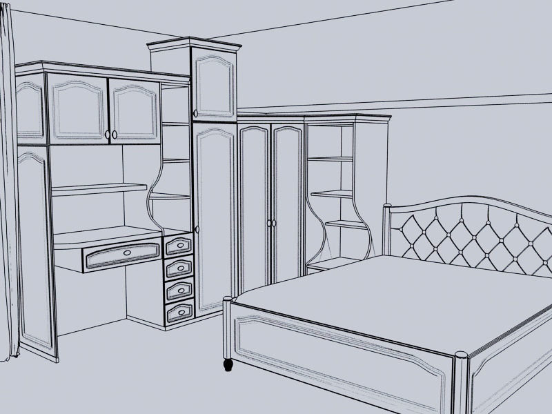 Girls Bedroom Classical 3D model_5