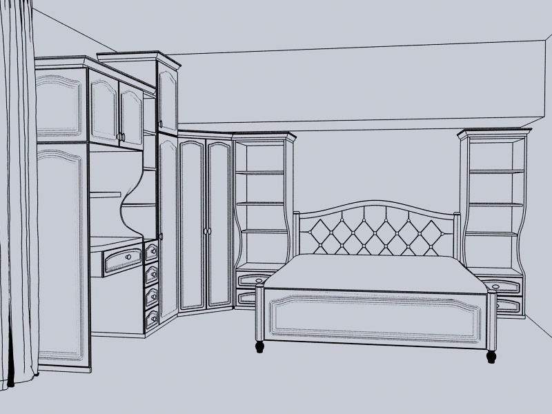 Girls Bedroom Classical 3D model_7