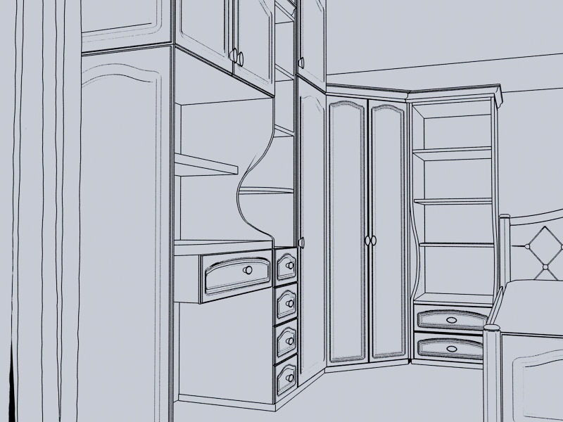 Girls Bedroom Classical 3D model_6