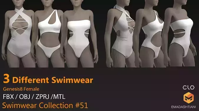 Swimwear Collection 51 MD-CLO3D ZPRJ FBX OBJ MTL 3D model
